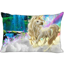 Funda de almohada de unicornio blanco personalizada, 45x35cm (un lado), con cremallera rectangular impresa, decorativa para boda 2024 - compra barato