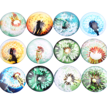 Onwear color mix dandelion foto rodada de vidro cabochão 20mm 25mm 12mm 8mm 30 milímetros flatback diy handmade descobertas jóias para brinco 2024 - compre barato