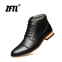 ZFTL New Men Martin boots Handmade men shoes Genuine Leather Men Ankle boots Lace-up male casual high-top boots big size   004 2024 - buy cheap