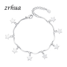 ZRHUA-pulsera con abalorios de estrella de cristal para mujer, brazalete con cadena de seguridad, plata 925 esmaltada, para el día de la madre 2024 - compra barato
