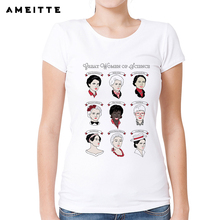 Футболка AMEITTE для женщин с научным принтом, летняя хипстерская футболка с коротким рукавом, футболки в стиле Харадзюку для женщин, белые повседневные топы с круглым вырезом 2024 - купить недорого