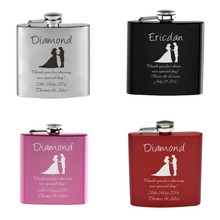 One pc Personalized Engraved 6oz Hip Flask Stainless Steel Bride Mother & Groom Father Wedding Present Gifts Usage Usher Favors 2024 - buy cheap