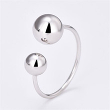 New Fresh Simple Sweet Glossy Big And Small Beads Silver Plated Jewelry Personality Beautiful Ball Opening Rings R058 2024 - buy cheap