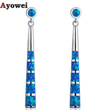Ayowei For Women Created Blue Fire Opal Silver Stamped Drop Earrings Wedding jewelry OE736A 2024 - buy cheap