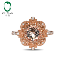 CaiMao 18KT/750 Rose Gold 1.42 ct Natural Morganite &  0.15 ct Full Cut Diamond Engagement Gemstone Ring Jewelry 2024 - buy cheap