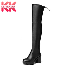 KemeKissWomen Winter Boots Platform Shoes Woman Thick Heels Warm Over The Knee Boots Fashion Sexy Ladies Footwear Size 34-43 2024 - buy cheap