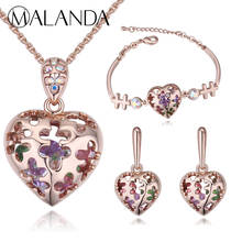 MALANDA Brand Crystal From Swarovski Fashion Heart Shape Necklaces Stud Earrings Bracelets For Women Wedding Jewelry Sets Gift 2024 - buy cheap