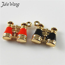 Julie Wang 10pcs Black Red Gold Color Mini Cute Telescope Shape Sterling Pendants Jewelry Accessories Handmade Keychain Necklace 2024 - buy cheap