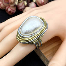 Simulated Pearl Geometric Rings Women Fashion Jewelry Handmade Layered Wire Spiral Bezel Statement Finger Rings UKEN 2024 - buy cheap