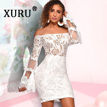 XURU summer new best women's lace embroidery dress straps tube top sexy nightclub dress white wine red black dress 2024 - buy cheap