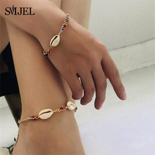 SMJEL Ethnic Natural Seashell Anklets for Women Lucky Shell Anklet Rope Chain Foot Jewelry Summer Beach bransoletka na noge 2024 - buy cheap