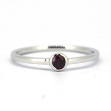 Wellmade Solid 925 Sterling Silver&3mm Natural Purple Garnet Stackable Ring 2024 - buy cheap