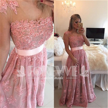 Fashion Pink Appliques Prom Dress Long 2019 Beaded Pearls A-Line Formal Prom Party Dresses Vestidos De Fiesta Abendkleider Abiye 2024 - buy cheap