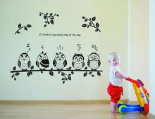 Super Deal cartoon decals wall art diy children sticker Kids Vinyl Art Cartoon Owl Butterfly Wall Sticker Decor Home Decal XT 2024 - buy cheap