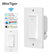 Minitiger-interruptor de luz inteligente, parede, wi-fi, smart life/app tuya, controle remoto, funciona com amazon, alexa, echo, google home, ifttt