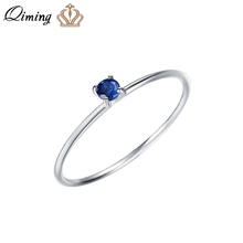 Qiming minúsculo azul escuro pedra anéis simples para as mulheres boho minimalismo do vintage marca jóias moda junta anel feminino presente 2024 - compre barato