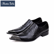 Итальянские мужские классические туфли в британском стиле, металлический острый носок, натуральная кожа, мужские туфли, черные деловые туфли для вечерние 2024 - купить недорого