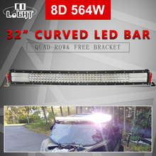 Barra curva de iluminação led, 4 fileiras, 32 polegadas, 8d, 564w, combo, farol para lada offroad, 4wd, 4x4, caminhão, suv, atv, 12v, 24v 2024 - compre barato