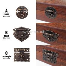 2pc Retro Antique brass Decorative Jewelry Chest Wine Box Wooden Case Toggle Hasp Latch Catch Clasp Round Heart Rectangle Square 2024 - buy cheap