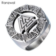 Anel de aço inoxidável 316l ranzwal para homens anel masculino punk odin símbolo norse anel viking tamanho dos eua 7 ~ 12 2024 - compre barato