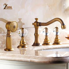 ZGRK Basin Faucets Antique Brass Deck 5 Holes Bathtub Mixer Faucet Handheld Shower Widespread Bathroom Faucet Set Water Tap 2024 - buy cheap