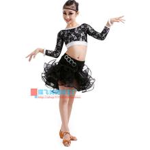 Adult Child Latin dance costume senior lace long sleeves top+skirt 2pcs for women/child latin dance competition sets S-4XL 2024 - buy cheap