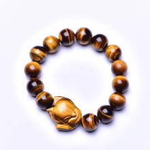 Wholesale JoursNeige Yellow Tiger Eye Natural Stone Bracelets Round Bead Big Head Fox Bracelets for Lovers Energy Stone Jewelry 2024 - buy cheap