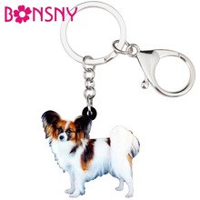 Bonsny chaveiro de acrílico borboleta, pingente de anel de cachorro, joias para mulheres meninas bolsa de carro, acessórios para animais de estimação 2024 - compre barato
