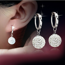 Wholesale 30% Silver Plated Fashion Shambhala Ball Crystal Ladies Drop Earrings Jewelry Female Gift Anti Allergy Cheap 2024 - buy cheap