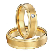 Bandas de boda únicas personalizadas, conjuntos de anillos de compromiso para hombres y mujeres, color dorado, joyería de titanio 2024 - compra barato