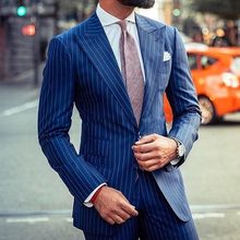 Ternos masculinos com duas tiras azuis, moda masculina com dois botões (jaqueta + calça + gravata) w: 809 2024 - compre barato