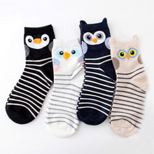 COCOTEKK New Cute Cartoon Animal Cotton Women Socks Penguin Owl Fun Socks Women Fashion Lovely Funny Female Lady 3D Ear Socks 2024 - buy cheap
