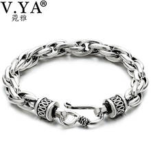 Wholesale Genuine 925 Sterling Silver Men Bracelets Vintage Thai Silver Couple Bracelet For Men Women Jewelry Bless safety 2024 - buy cheap