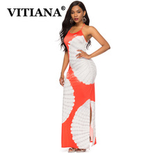 VITIANA-Vestido largo de verano para mujer, traje Sexy sin mangas con estampado, Espalda descubierta, ceñido al cuerpo, 2019 2024 - compra barato