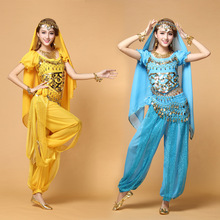 Top+Pants+Belt+Veil+Necklace+Earrings+Bracelet Women Sexy Belly Dance Costume Female Bollywood/Indian Dance Costumes Dancewear 2024 - buy cheap