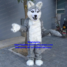 Traje de Mascota para adulto, traje de mascota con pelo largo gris, Lobo, Husky, dibujos animados, gran reunión familiar, accesorios de escenario zx397 2024 - compra barato