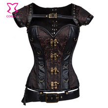 Corzzet-corpete de couro vintage steampunk, plus size, espartilho gótico, cintura, emagrecimento com cinto, corpete de aço 2024 - compre barato