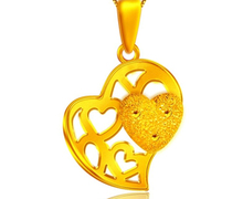 Auténtico colgante de oro amarillo sólido de 24 K/bendición colgante de corazón 2024 - compra barato