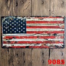 Pôster de parede de lata para residência, pôster decorativo de novidade e vintage de 30x15 cm, bandeira americana 2024 - compre barato