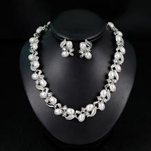 Fashion Rhinestone Faux Pearl Necklace Earrings Women Bride Wedding Jewelry Set hot 2024 - buy cheap