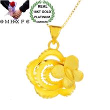 OMHXFC Wholesale European Fashion Woman Girl Party Birthday Wedding Gift Butterfly Flower 18KT Real Gold Charm Pendant PN46 2024 - buy cheap