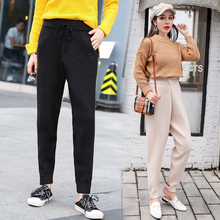 Knitted High Waist Pencil Pants 2019 Spring Women Elastic Casual Trousers Female Drawstring Streets Outerwear Pant AIYANGA 2024 - buy cheap
