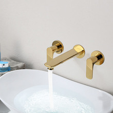 SEKOVA Dual Holder Single Hole Wall Mounted Basin Faucet Bathroom Sink Faucet Water Mixer Tap Gold Brass Tapware 2024 - buy cheap