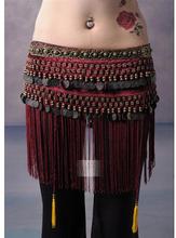 Traje de dança do ventre feminino, cachecol de quadril com franja rústica e borla em 3 cores, 1 peça 2024 - compre barato