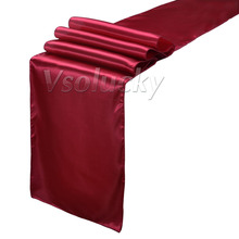 Mesa de comedor Burdeos de 12x108 pulgadas, suministros para fiesta de boda, evento, decoración de Navidad, 30x275cm, 5 unids/lote 2024 - compra barato