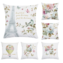Cushion Cover Hot Air Balloon Pillow case Flower Butterfly Cotton Polyester Cushion Sky Home Decorative Pillow Cover CR042 2024 - buy cheap