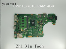 Yourui с E1-7010u 4 Гб оперативной памяти X555DG материнская плата для ноутбука ASUS X555Y X555YA X555DG X555D материнская плата тестовая работа 100% 2024 - купить недорого