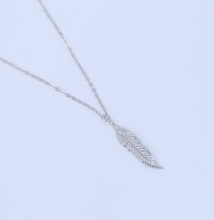 wholesale simple plain 925 sterling silver jewelry cute delicate feather charm feather pendant delicate simple girl necklace 2024 - buy cheap