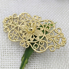 28*56mm Vintage Filigree Flower Charms Bu Yao Hair Clasps Wraps Connectors Links Blanks DIY Findings Multi-color Plated Brass 2024 - buy cheap