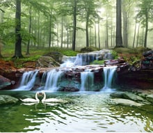 Mural de pared 3D personalizado, papel tapiz de Montaña Verde, cascada, paisaje natural, decoración del hogar, papel pintado fotográfico 3D para sala de estar y dormitorio 2024 - compra barato